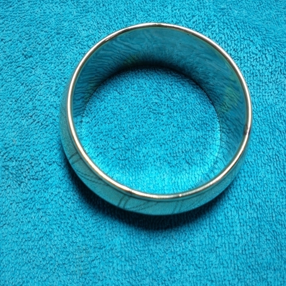 Gold Brass Etched Bangle Bracelet wide large mirror finish vintage - Picture 7 of 8